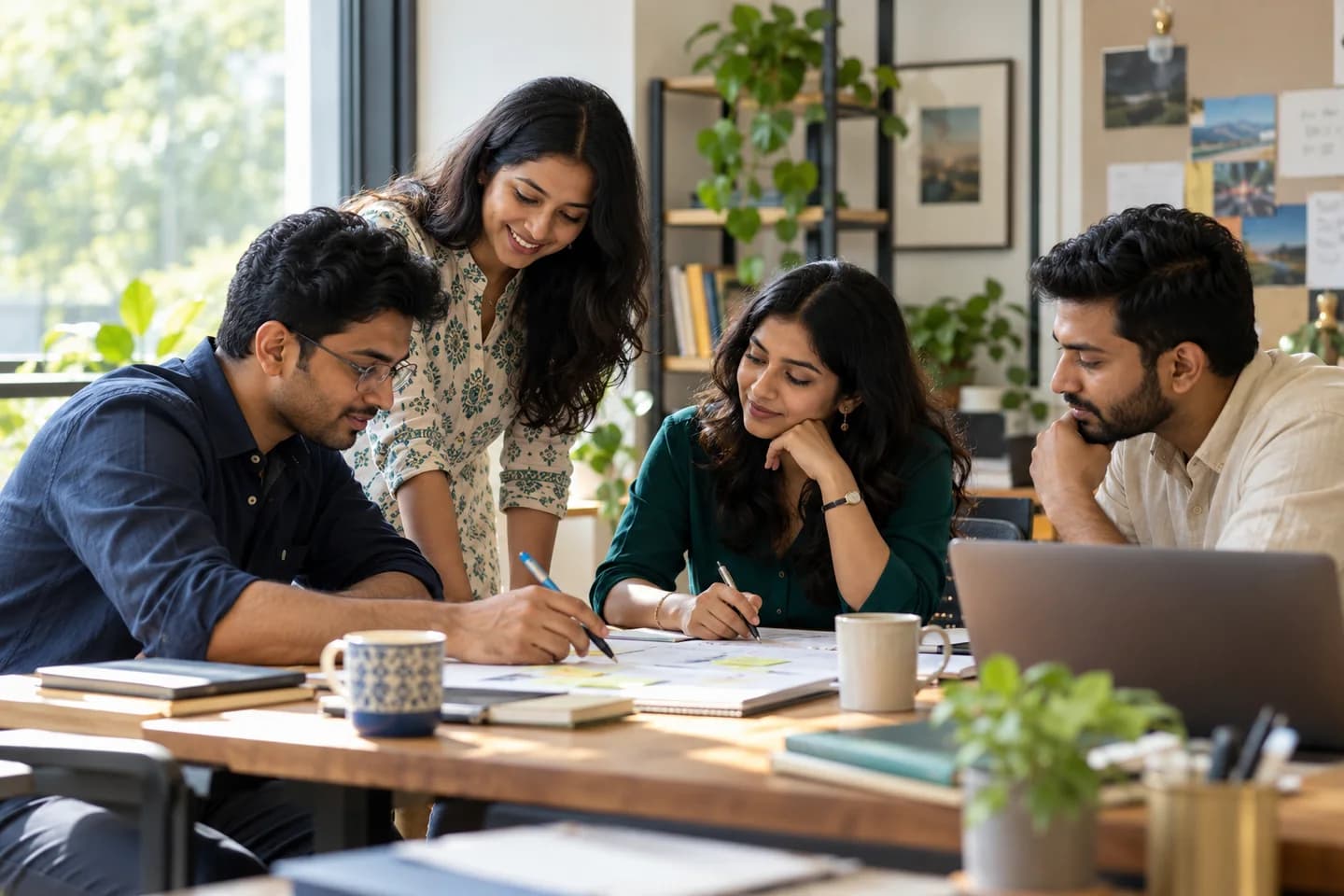 Illustrative scene: Colleagues collaborating on a real business task in an inviting Indian office, career opportunity theme, not recruitment claims.