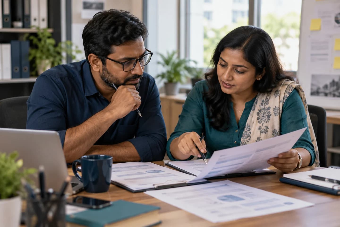 Illustrative scene: Hands reviewing a consulting scope and proposal